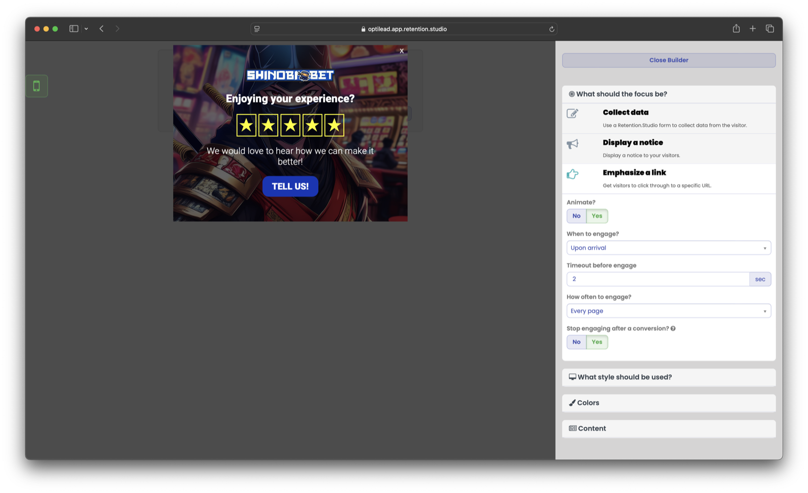 Behavior-triggered popup